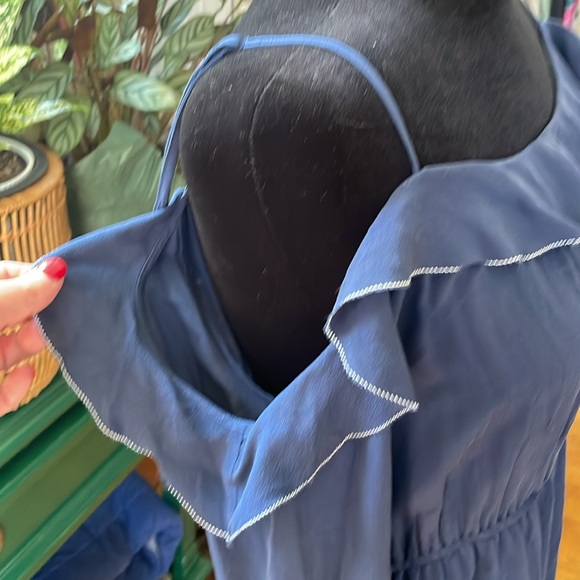 A loves a silk navy cold shoulder dress - NWT (one minor flaw) - Picture 2 of 8